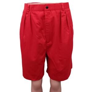 Vintage Robinson's Bermuda Shorts Size 14 Red Pleated Front Pockets Belt Loops